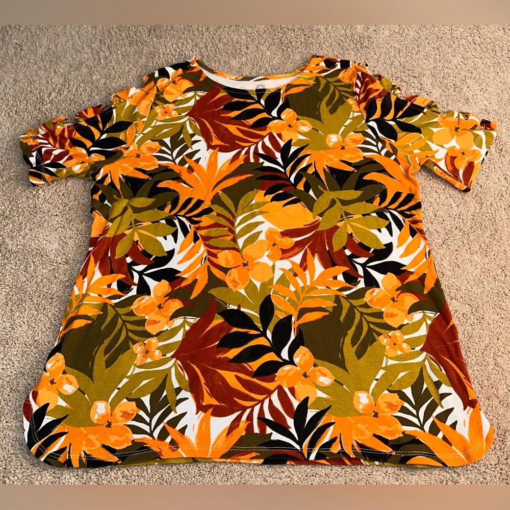 Ruby Rd. Multicolor Floral Top. Size L - Picture 3 of 12